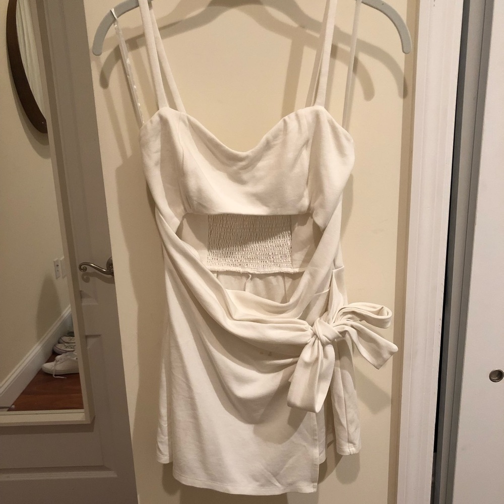 PRIVACY PLEASE M white cutout wrap haven romper